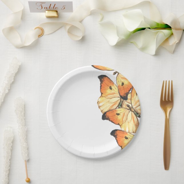 Monarch Butterfly Orange Bridal Dusche Einladung Pappteller (Hochzeit)