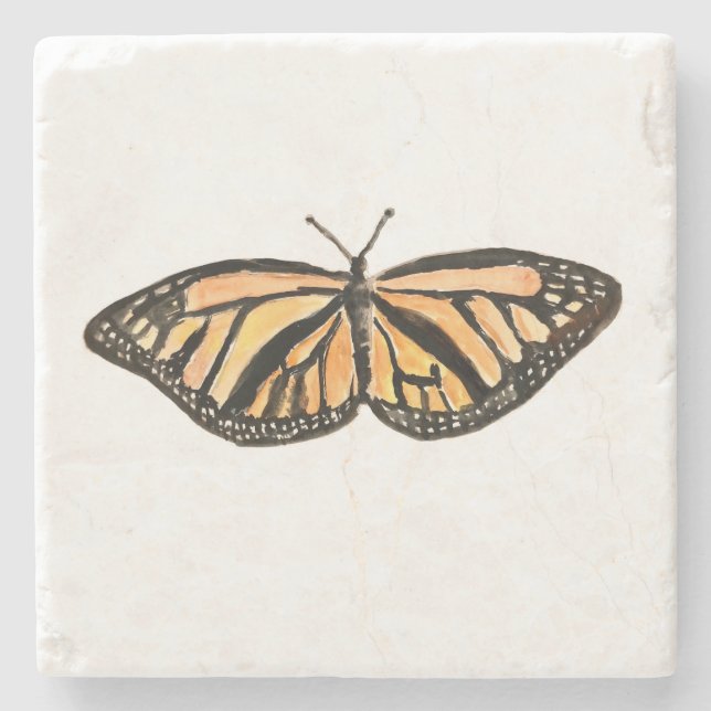 Monarch Butterfly Painting Throw Kissen Steinuntersetzer (Vorderseite)
