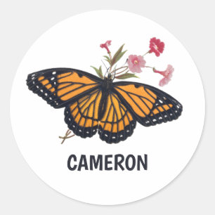 Monarch Butterfly Personalisiert Kids School Stick Runder Aufkleber