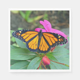 Monarch Butterfly Rosa Foto Serviette