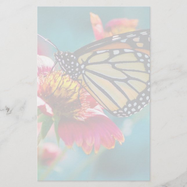 Monarch Butterfly Rote Blume Briefpapier (Vorderseite)