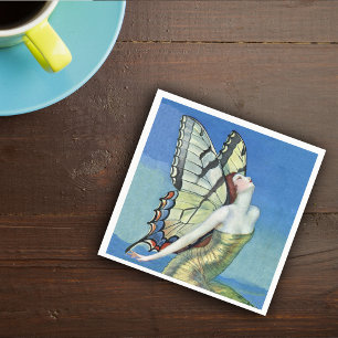 Monarch Butterfly Rotes Haar Vintag Fairy Serviette