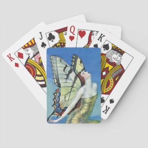 Monarch Butterfly Rotes Haar Vintag Fairy Spielkarten