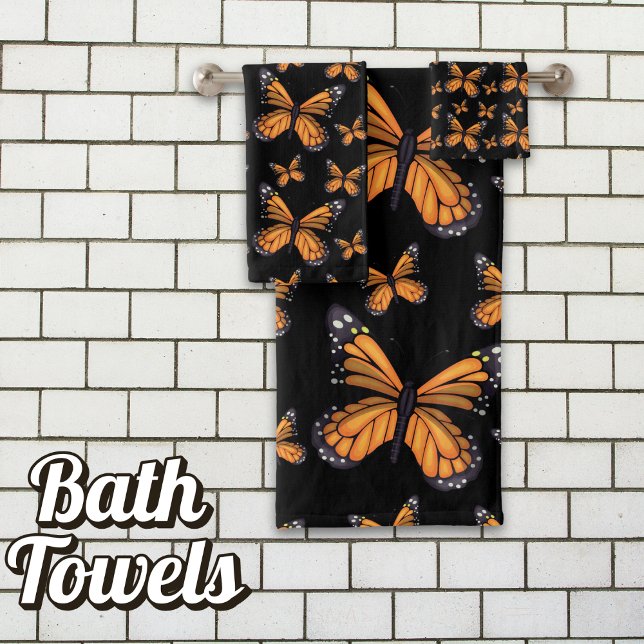 Monarch Butterfly Seamless Patterns Badetuch Set (Iconic Beauty Unveiled: Monarch Elegance for Your Bath.)