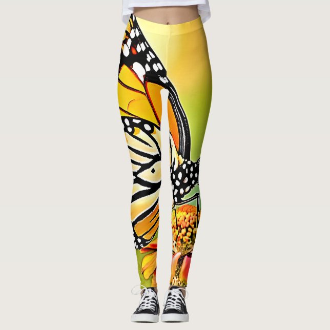 Monarch Butterfly Sip Design Leggings (Vorderseite)