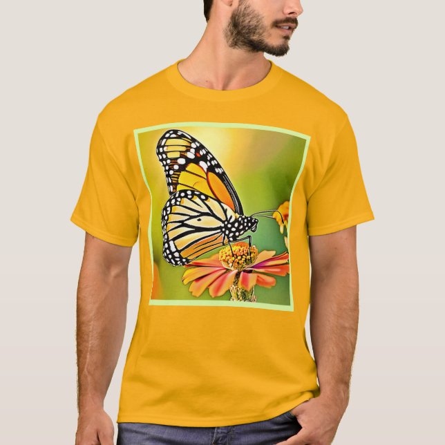 Monarch Butterfly Sip Design T-Shirt (Vorderseite)