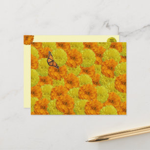 Monarch Butterfly und Marigolds florale Postkarte