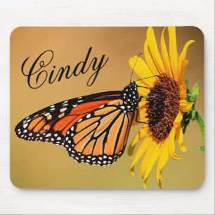 Monarch Butterfly und Sonnenblumenmaus Mousepad
