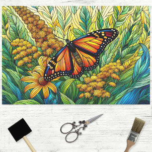 Monarch Butterfly verklebtes Glas Seidenpapier