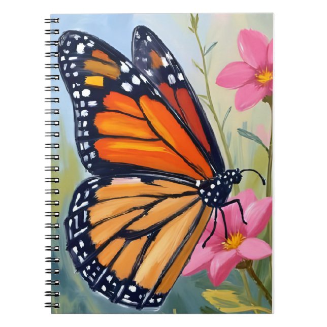 Monarch Butterfly Watercolor Floral Garden Notizblock (Vorderseite)