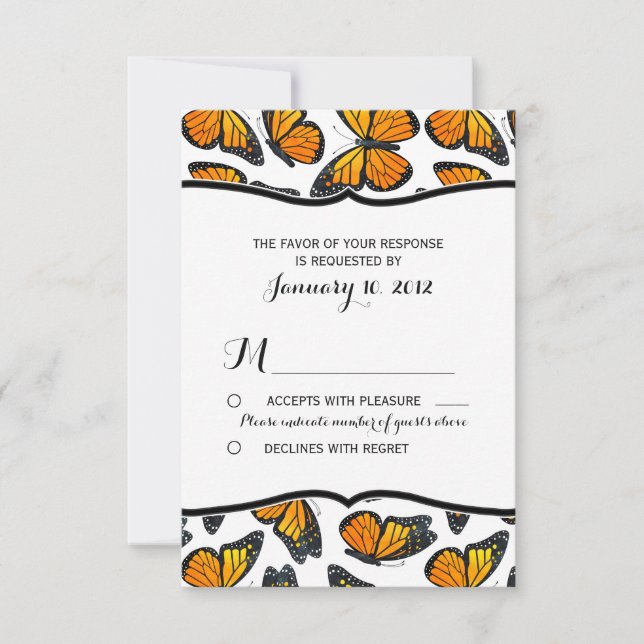 Monarch Butterfly Wedding RSVP Karte (Vorderseite)