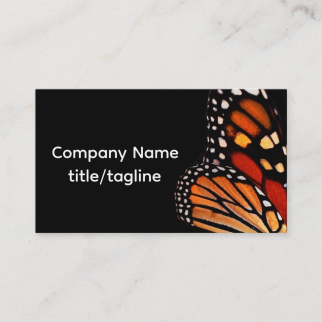 monarch butterfly wing on black custom visitenkarte (Vorderseite)