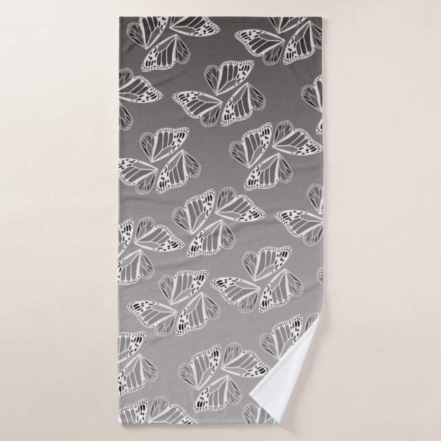 Monarch Butterfly Wings Ombre Warm Monochrome Badhandtuch Set (Badehandtuch)