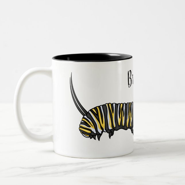 Monarch caterpillar cartoon illustration zweifarbige tasse (Links)