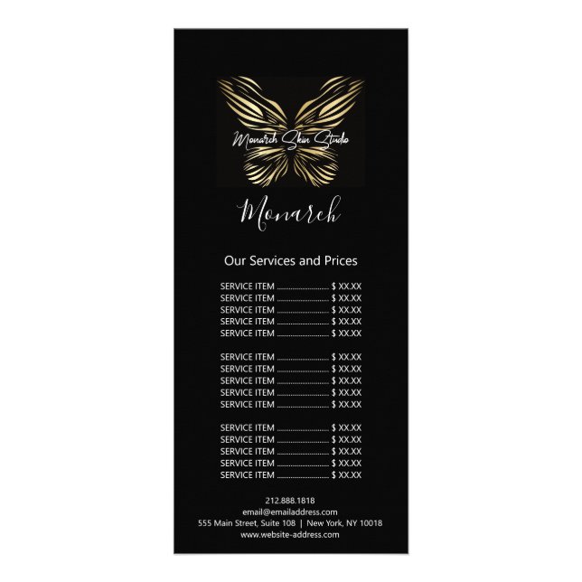 Monarch Hair Makeup Lashes Nail Wax Logo Black Werbekarte (Hinten)