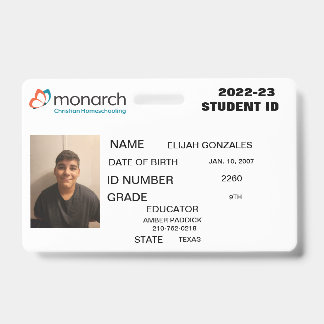 MONARCH HOMESCHOOL ID  AUSWEIS