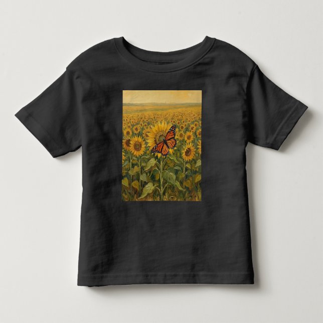 Monarch mit Sonnenblumen Kleinkind T-shirt (Vorderseite)