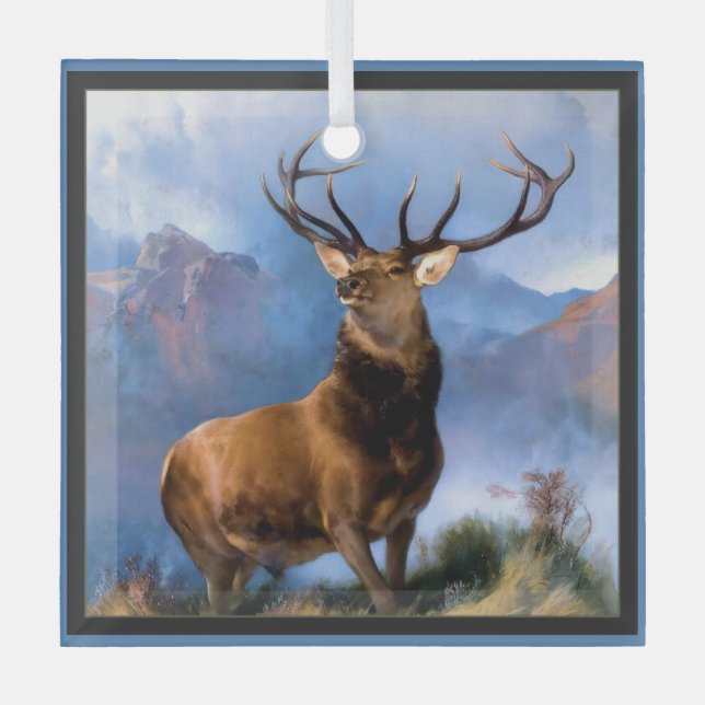 Monarch of the Glen Glass Ornament Buck Deer (Vorderseite)