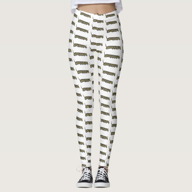 Monarch Raupe Cartoon Leggings (Vorderseite)