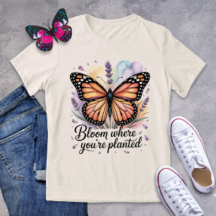 Monarch-Schmetterling-Shirt 'Blühe, wo du gepflanz Tri-Blend Shirt