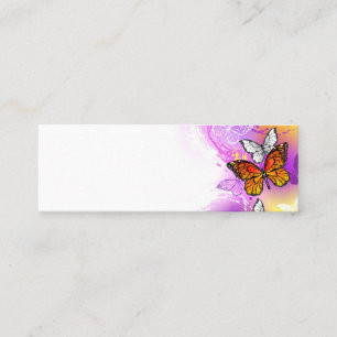 Monarch-Schmetterlinge auf violettem Hintergrund Mini Visitenkarte