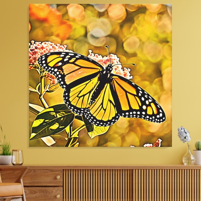 Monarch-Schmetterlings-Gartenkunst Leinwanddruck (Insitu (Wohnzimmer))