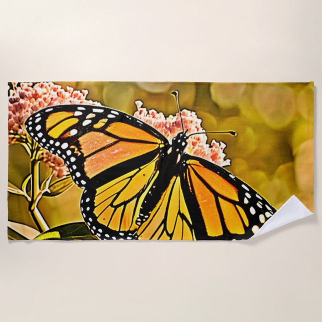 Monarch-Schmetterlings-Gartenkunst Strandtuch (Vorderseite)