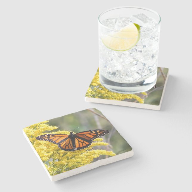 Monarch-Schmetterlings-Stein-Untersetzer Steinuntersetzer (Seitenansicht)