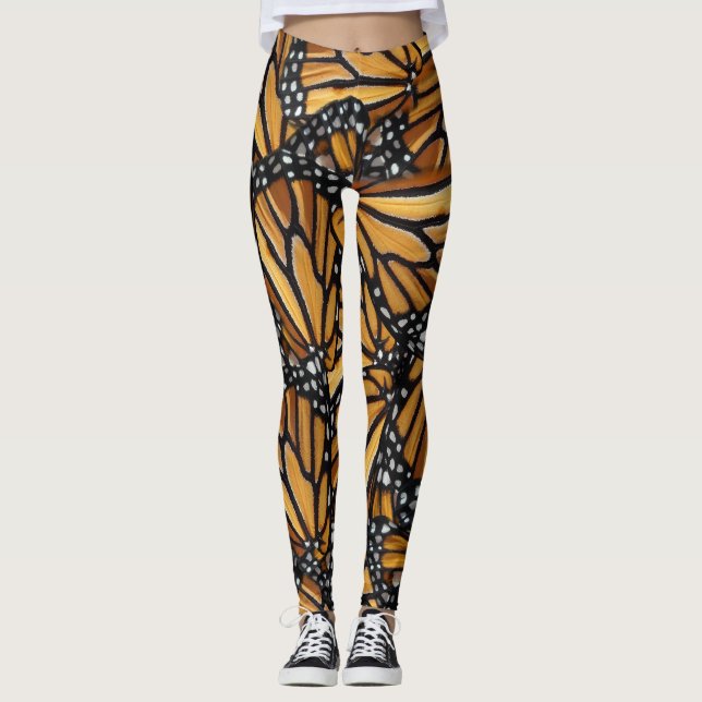 Monarch-Schmetterlingsmuster Leggings (Vorderseite)
