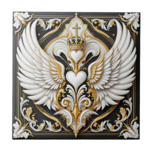 Monarch Winged Heart Design Fliese