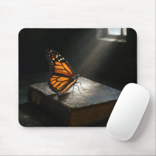 Monarchfalter auf einer Heiligen Bibel Mousepad