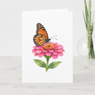 Monarchfalter auf einer Zinnia Karte