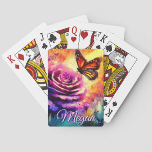 Monarchfalter auf Rose bei Sonnenuntergang Persona Spielkarten