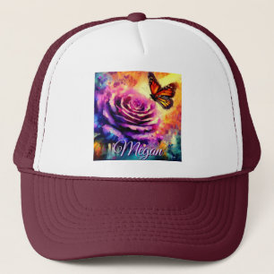 Monarchfalter auf Rose bei Sonnenuntergang Persona Truckerkappe