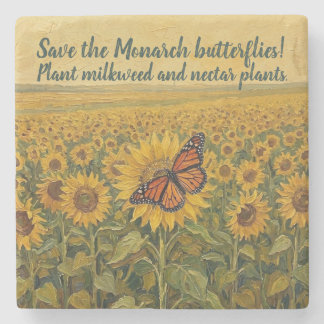 Monarchfalter auf Sonnenblume Steinuntersetzer