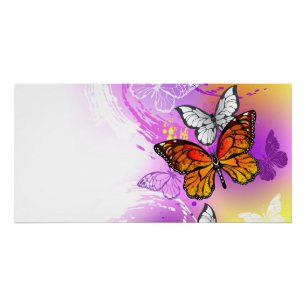 Monarchfalter auf violettem Hintergrund Poster