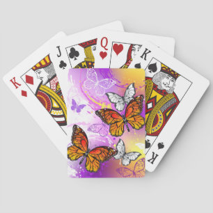 Monarchfalter auf violettem Hintergrund Spielkarten