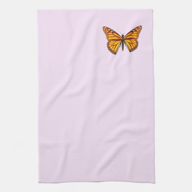 Monarchfalter Pastellrosa Geschirrtuch (Vertikal)
