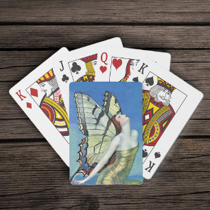 Monarchfalter Rote Haare Vintage Fee Spielkarten