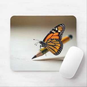 Monarchfalter ruht auf einem Bleistift Mousepad