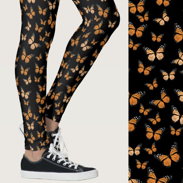 Monarchfalter Schwarzes Muster whimsical Leggings (Von Creator hochgeladen)