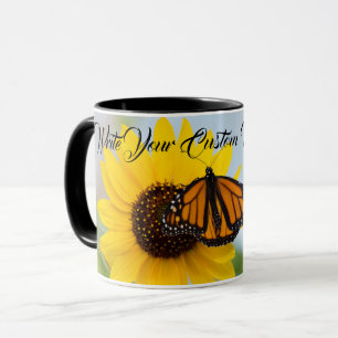 Monarchfalter-u. Sonnenblume-Schwarzes Tasse
