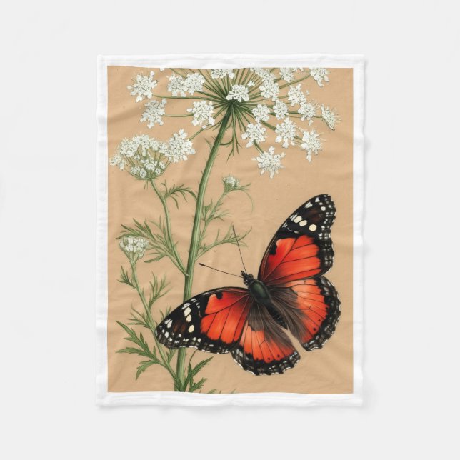 Monarchfalter- und Wildblumen-Fleece-Decke Fleecedecke (Vorderseite)