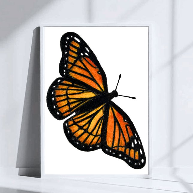 Monarchfalter-Zeichnung Buntstift-Kunst Poster (Von Creator hochgeladen)