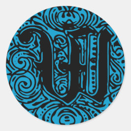 Monarchia Monogram Letter W Initial Alphabet W Runder Aufkleber