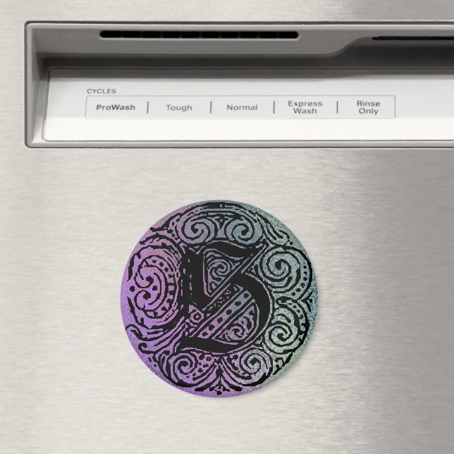 Monarchie "S" Lila und blauer Hintergrund Grosser Magnet (In Situ (Geschirrspüler))