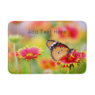 Monarchschmetterling auf der Blume Rot und Gelb Badematte