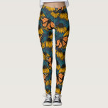 Monarchschmetterling auf gelben Konfektoren Leggings<br><div class="desc">Handgezeichnet nahtloses Muster mit Armbändern und Monarchschmetterlingen.</div>