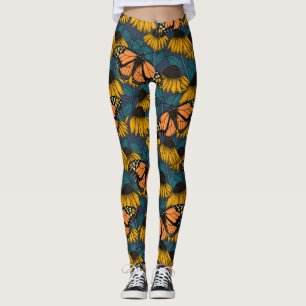 Monarchschmetterling auf gelben Konfektoren Leggings