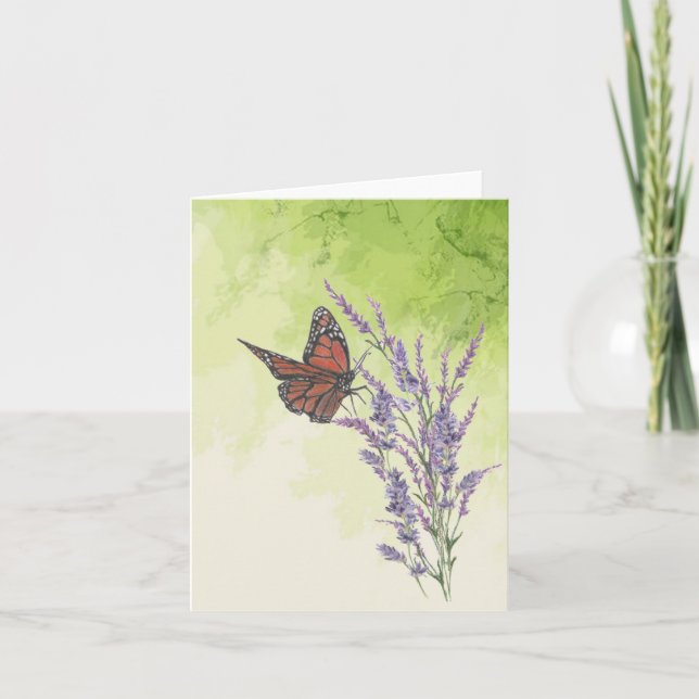 Monarchschmetterling auf Lavendel Blume - Karte (Vorderseite)
